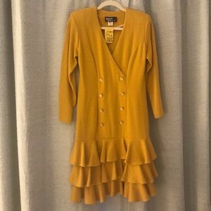 80s Double Breasted Gold Dress